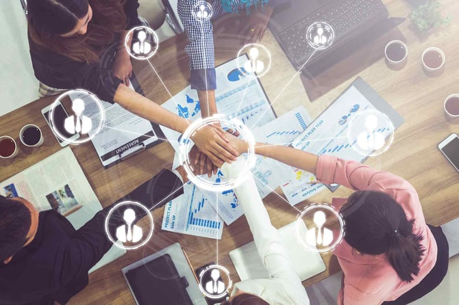 Successful team is working together
