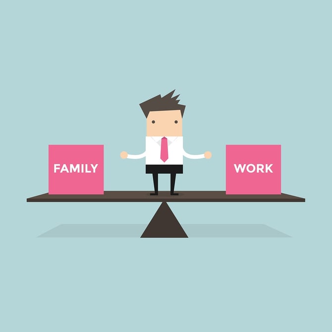Businessman standing balance life with family and work