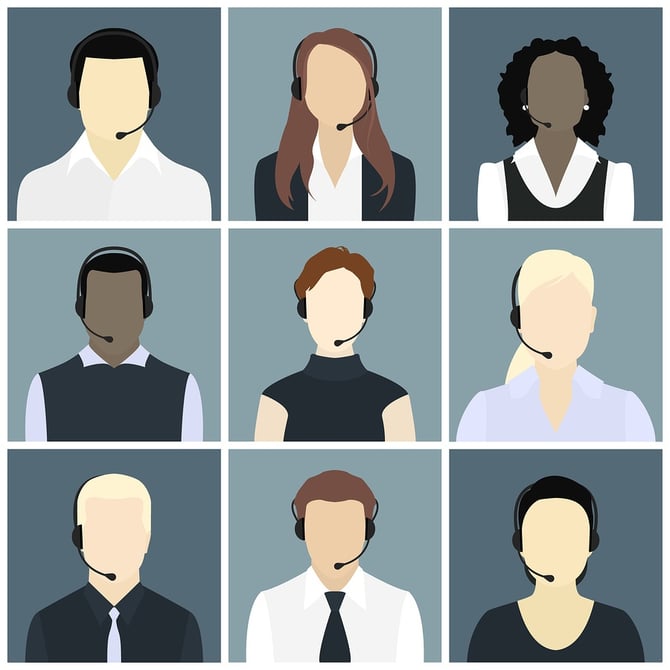 Vector icons set call center avatars in a flat style