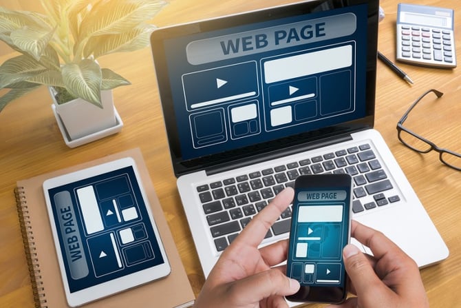 Web Design Template And  Web Page Closeup Shot Of Laptop With Di