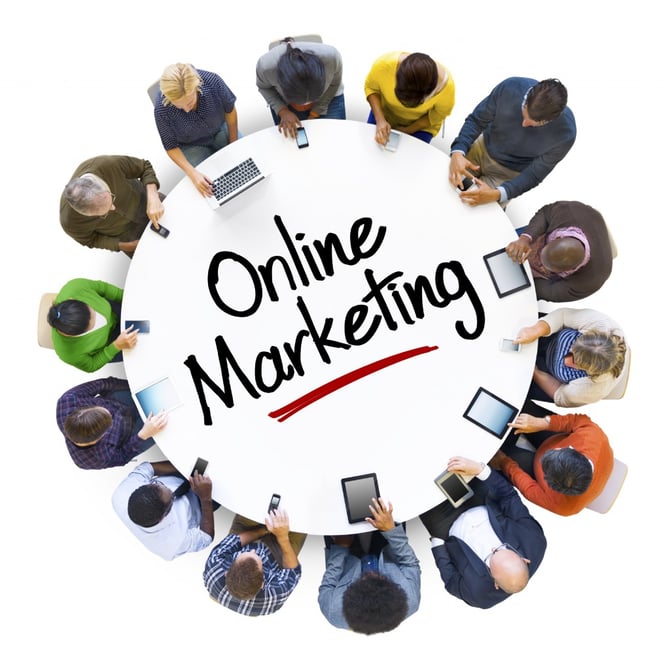 Multiethnic Group of Business People with Online Marketing