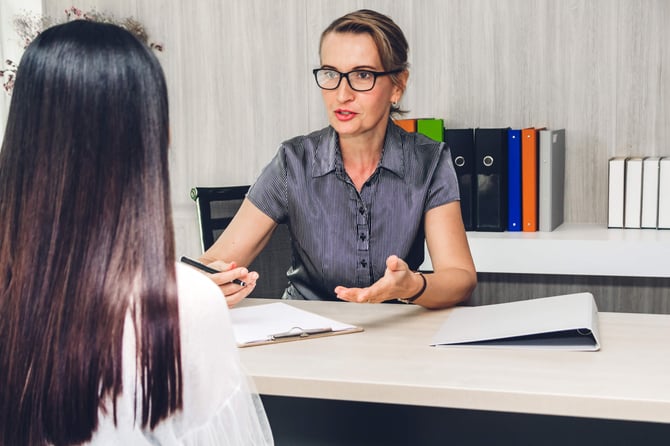 bigstock-Businesswoman-Employee-During--279594088