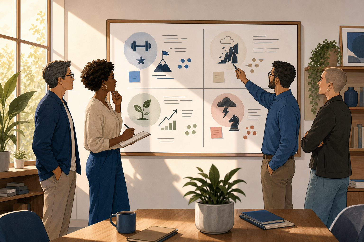 Business Owner and Advisors Analyzing Strategic Board Business Owner and Advisors Analyzing Strategic Board